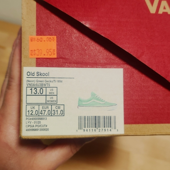 New VANS Mens 13 Neon Green Gecko Old Skool Skater Lace Up NIB - Picture 9 of 9